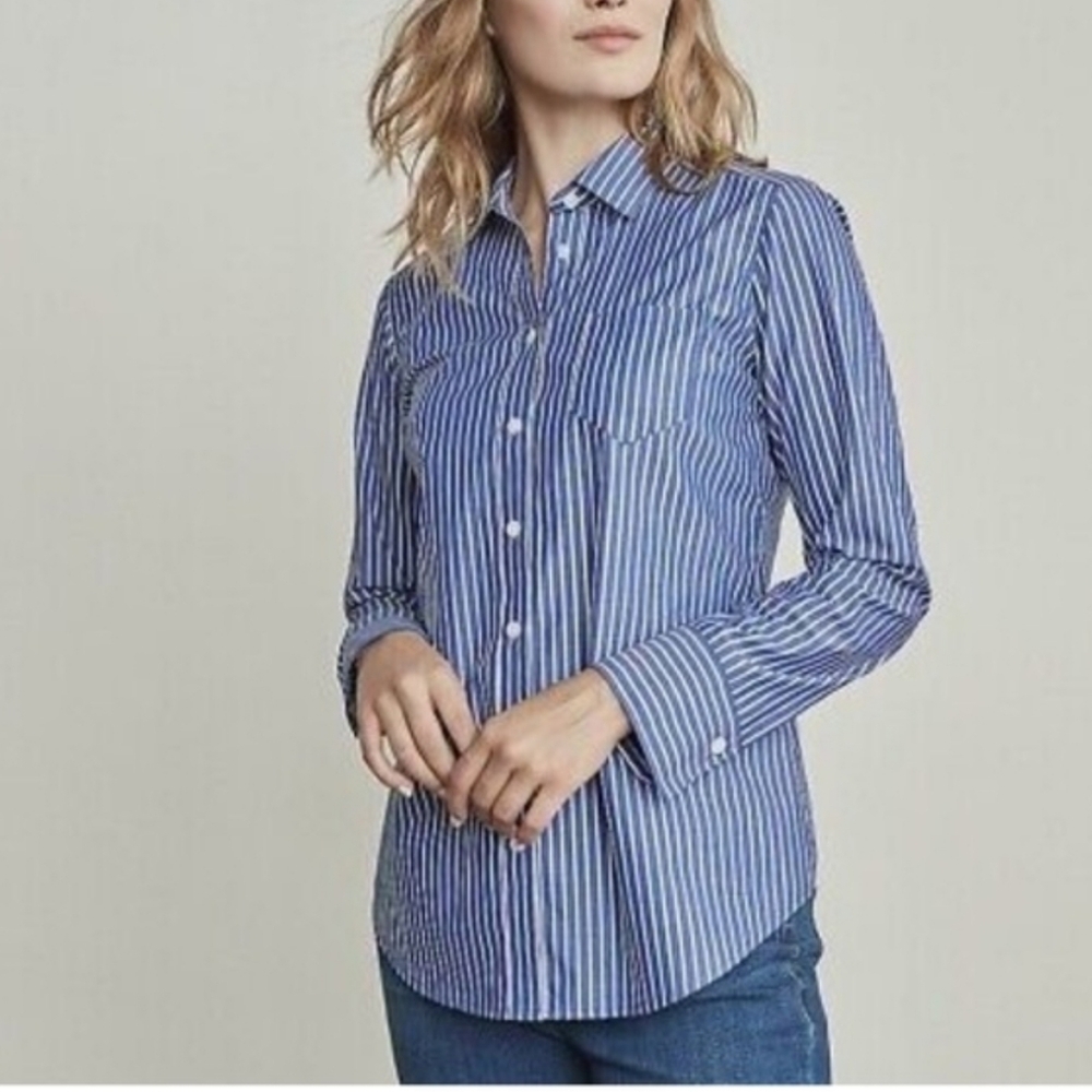 Elizabeth And James Striped Buttoned Back Long Sleeve Button Up Size Large